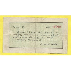 Miskolcz . 1 K 1919, s. P.  ve středu prosvítá