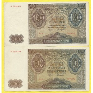 100 zlotych 1941, s. A, D. Milcz.-103a, b.  1x 3mm natrženo