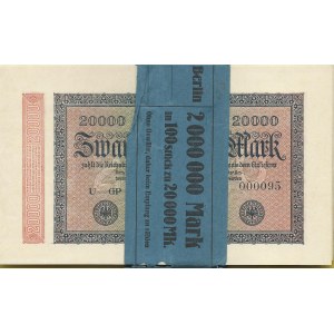 20.000 marek 1922, s. GP. Ros.-84e. originální bankovní páska, nízká čísla, postupka. Balíček není kompletní!