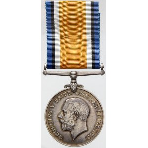 Jiří V. Válečná medaile 1914 - 1918. Ag (na hraně udělení - č. a jméno J.H.CROSS A.O.C.), na ramínku stuha.  n. hr...