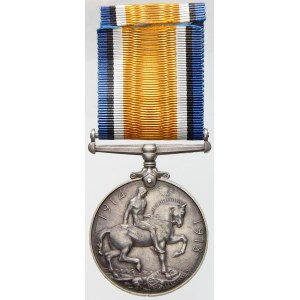 Jiří V. Válečná medaile 1914 - 1918. Ag (na hraně udělení - č. a jméno J.H.CROSS A.O.C.), na ramínku stuha.  n. hr...