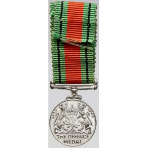 Jiří VI. Miniatura medaile obrany 1939 - 1945. Bronz postř., pův. stuha