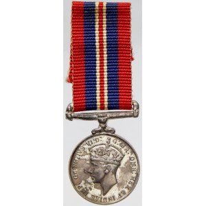 Jiří VI. Miniatura válečné medaile 1939 - 1945. Bronz postř., pův. stuha.  patina