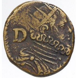 Postava panovníka zprava, písmeno D / korunka s hvězdou. Mosaz 16 mm (3,34 g)