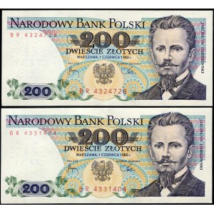 200 złotych 1982 - BR - pierwsza seria rocznika (2 szt.)