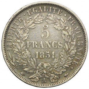 Francja, 5 franków 1851 A, Paryż