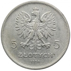 5 zloty 1928, Nike with sign, Warsaw