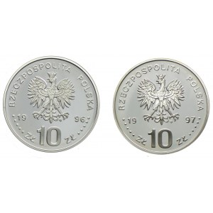 Zestaw monet 10 złotych 1996, 1997, Zygmunt II August, Stefan Batory