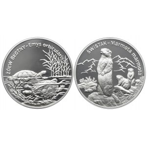 Zestaw, 20 złotych 2002, 2006 Żółw Błotny, Świstak (2 szt.)