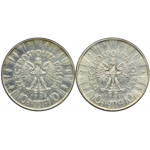 10 gold 1935, 1937, Jozef Pilsudski (2 pieces).