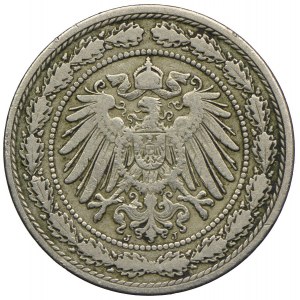Niemcy, 20 fenigów 1890 J, Hamburg