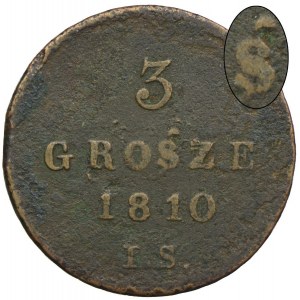Herzogtum Warschau, 3 Groschen (Pfennige) 1810 IS, Warschau - RARE