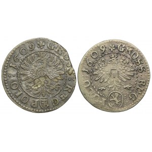 Zygmunt III Waza, grosz koronny 1609 Pilawa, Lewart (2szt.)