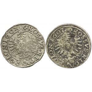 Zygmunt III Waza, grosz koronny 1607, POLO, POL (2szt.)