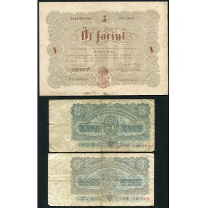 Węgry/ Czechosłowacja, 5 forintów 1848, 3 korony 1961, 3 korony 1961 (3 szt.)
