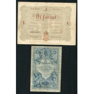 Węgry, 5 forintów 1848,1 forint 1888 (2 sz.)