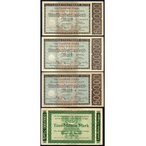 Glogow, set, 500,000 marks 1923, 1,000,000 marks 1923 (4 pieces).