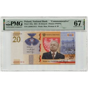 20 złotych 2021 - Lech Kaczyński - PMG 67 EPQ