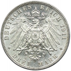 Niemcy, Hamburg, 3 marki 1911 J, Hamburg