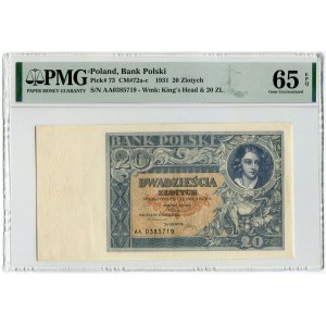 20 złotych 1931 - AA. - PMG 65 EPQ