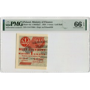 1 grosz 1924 - CO❉ - lewa połowa PMG 66 EPQ
