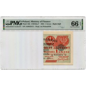 1 penny 1924, right half - AH❉ - PMG 66 EPQ