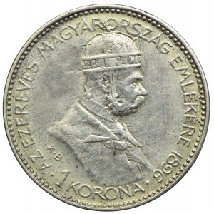 Węgry, Franciszek Józef I, 1 korona 1896 KB, Kremnica