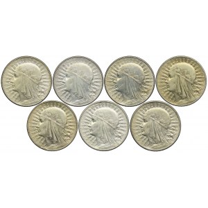 10 Gold 1932-1933, Head of a Woman, set (7 pieces).