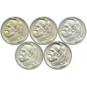 5 złotych 1934-1938 (komplet), Józef Piłsudski