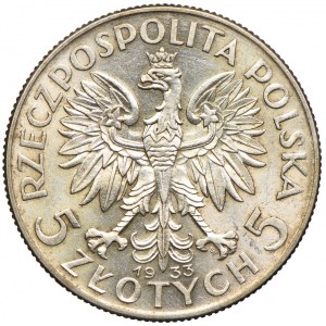 5 zloty 1933 Warsaw, Head of a Woman