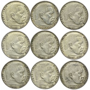Niemcy, III Rzesza, 2 marki 1937 (9 szt.)