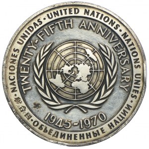 Medal, 25th Anniversary of the United Nations 1970, fine silver