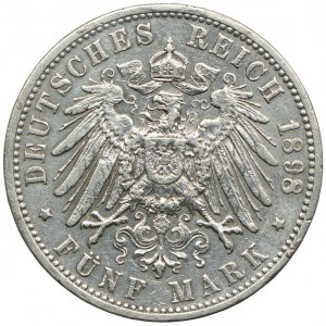 Germany, Baden, Frederick I, 5 marks 1898 G, Karlsruhe