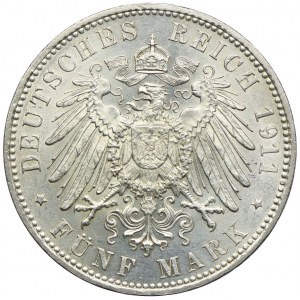 Germany, Bavaria, Luitpold, 5 marks 1911 D, Munich