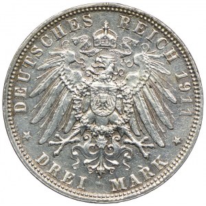 Niemcy, Bawaria, Luitpold, 3 marki 1911 D, Monachium