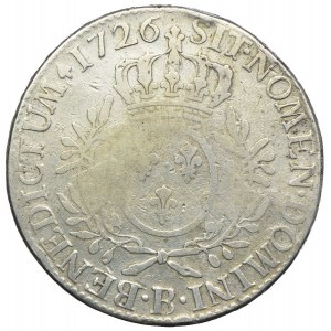 Francja, Ludwik XV, 1 ecu 1726 B, Rouen