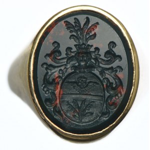 Siegelring mit Wappen, Schafgarbe, Gold