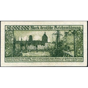 Gdańsk, 10 milionów marek 1923, bez oznaczenia serii