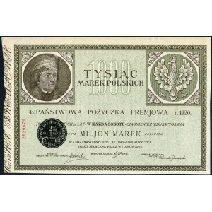 4% State Bonus Loan for 1000 Polish marks 1920.