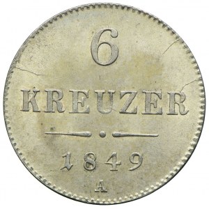 Austria, Franciszek Józef I, 6 krajcarów 1849 A, Wiedeń