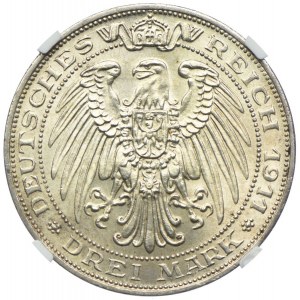 Deutschland, Preußen, Wilhelm II, 3 Mark 1911 A, Berlin, NGC MS63