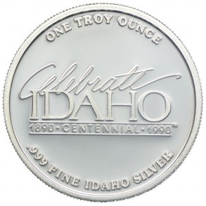 USA, Centennial of the admission of the State of Idaho to the Union 1990, Mining in Idaho (miner past and present), Ag999 ounce