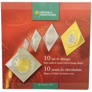 Clips of Polish circulation coins - 10 years in circulation
