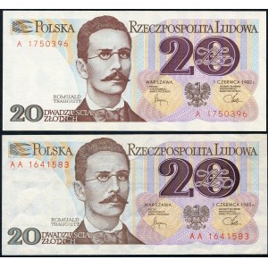 20 złotych 1982 - A - | - AA - (2 szt.)