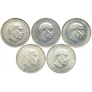 Hiszpania, 100 peset 1966, 1967, 1968, 1969, 1970 (5szt.)