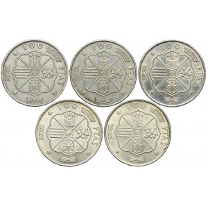 Spanien, 100 Pesetas 1966, 1967, 1968, 1969, 1970 (5 %).