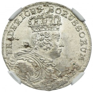 Schlesien, Schlesien unter preußischer Herrschaft, Friedrich II., Sechspfennig 1757 B, Wrocław, NGC MS63