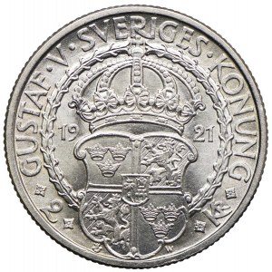 Sweden, Gustav V, 2 crowns 1921, Stockholm
