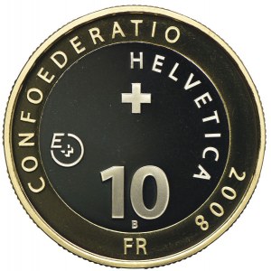 Szwajcaria, 10 franków 2008, PRÓBA, nakład 700szt.
