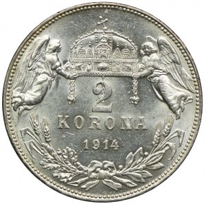 Węgry, Franciszek Józef I, 2 korony 1914 KB, Kremnica